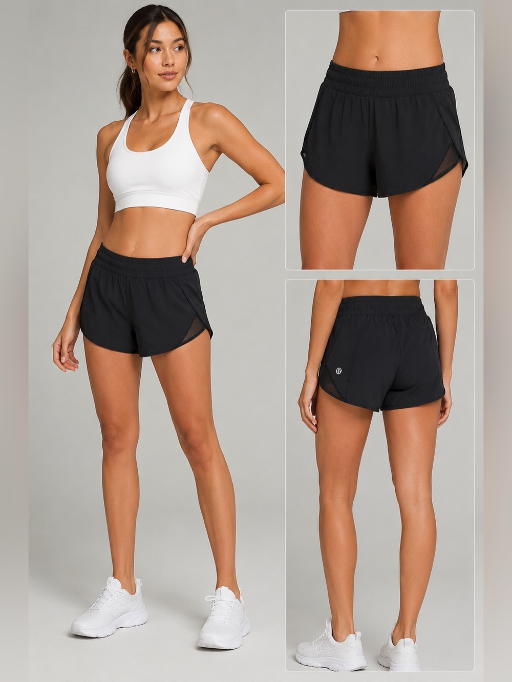 Lululemon Speed Shorts Black Mesh Trim Running Athletic Shorts Size 4